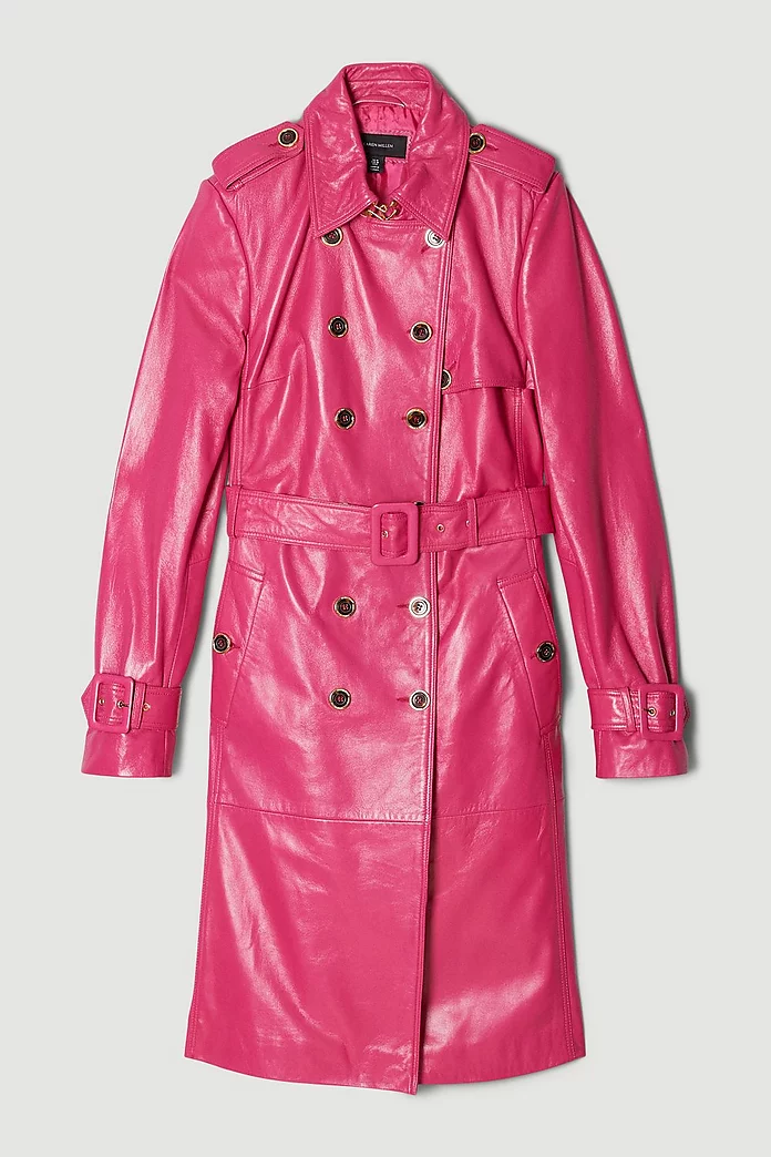 18.01 Leather Trench Coat | Karen Millen 18.01 Leather Trench Coat | Karen Millen
